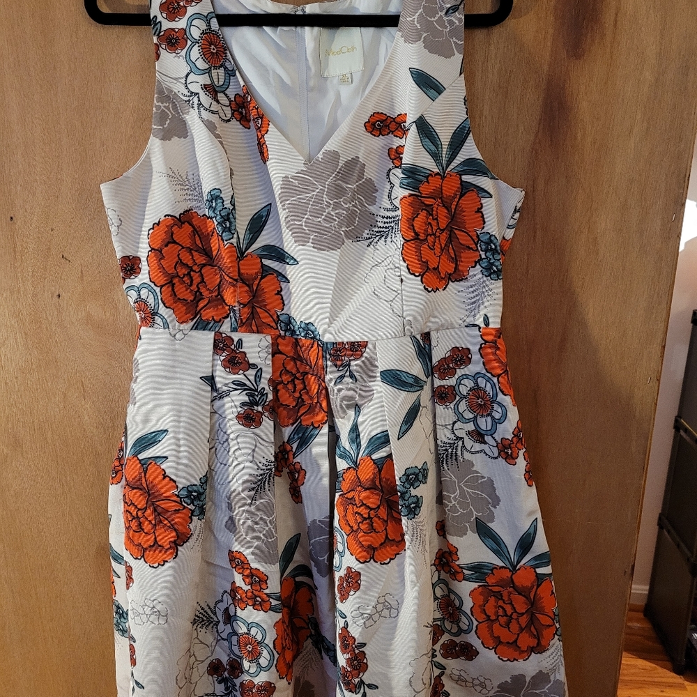 Modcloth XL Cream and Floral Dress